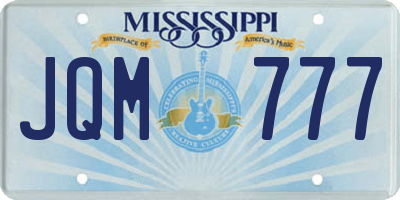MS license plate JQM777