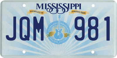 MS license plate JQM981