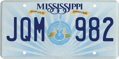 MS license plate JQM982
