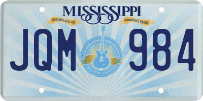 MS license plate JQM984