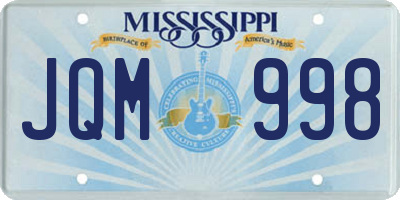 MS license plate JQM998