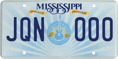 MS license plate JQN000