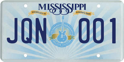 MS license plate JQN001