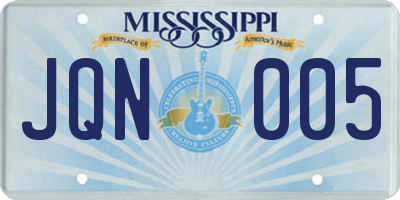 MS license plate JQN005