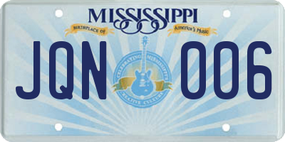 MS license plate JQN006