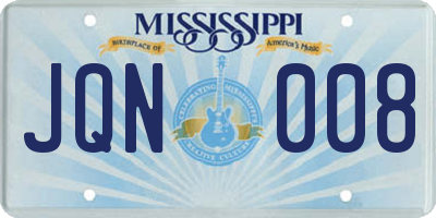 MS license plate JQN008