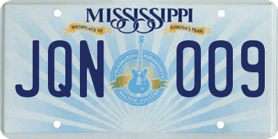 MS license plate JQN009