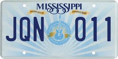 MS license plate JQN011