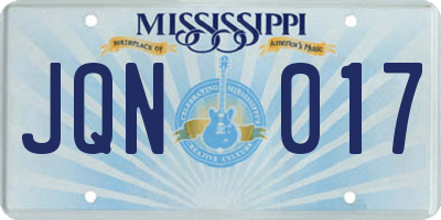 MS license plate JQN017