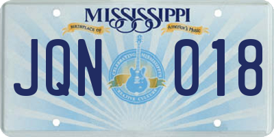 MS license plate JQN018