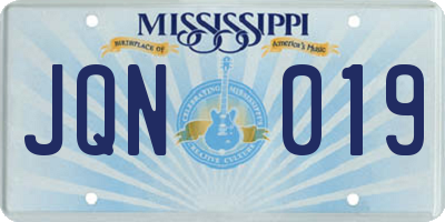 MS license plate JQN019