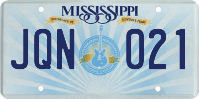 MS license plate JQN021