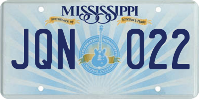 MS license plate JQN022