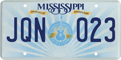 MS license plate JQN023