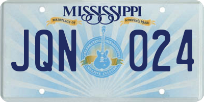MS license plate JQN024