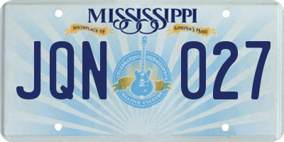 MS license plate JQN027