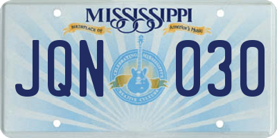 MS license plate JQN030