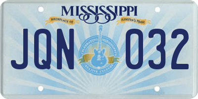 MS license plate JQN032