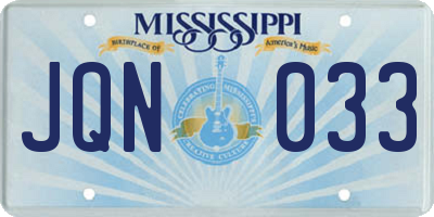 MS license plate JQN033