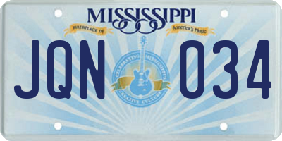 MS license plate JQN034