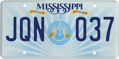 MS license plate JQN037