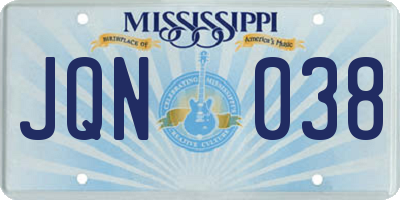 MS license plate JQN038