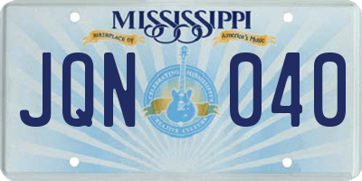 MS license plate JQN040