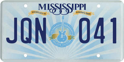 MS license plate JQN041