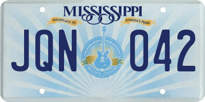 MS license plate JQN042