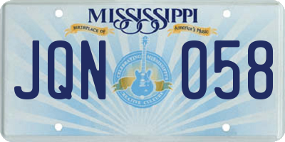 MS license plate JQN058