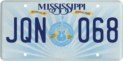 MS license plate JQN068