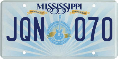 MS license plate JQN070