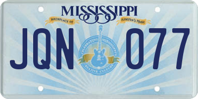 MS license plate JQN077