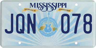 MS license plate JQN078