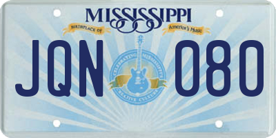 MS license plate JQN080
