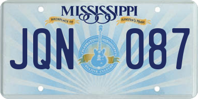 MS license plate JQN087