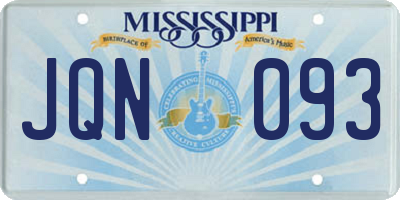 MS license plate JQN093
