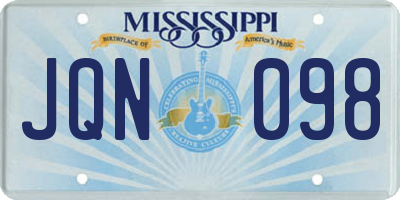MS license plate JQN098