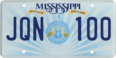 MS license plate JQN100