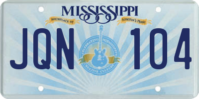 MS license plate JQN104