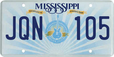 MS license plate JQN105
