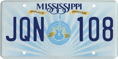 MS license plate JQN108