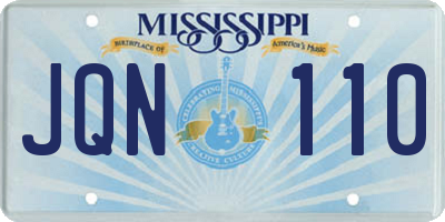 MS license plate JQN110