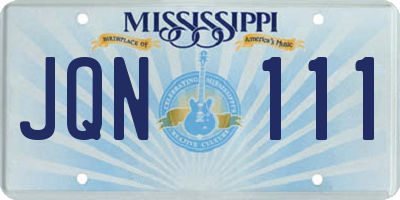 MS license plate JQN111