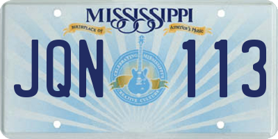 MS license plate JQN113