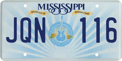 MS license plate JQN116