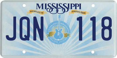 MS license plate JQN118