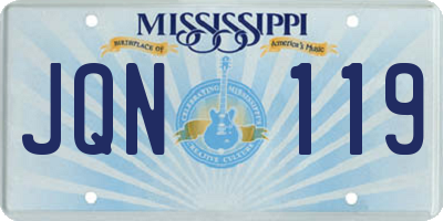 MS license plate JQN119