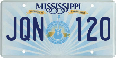 MS license plate JQN120