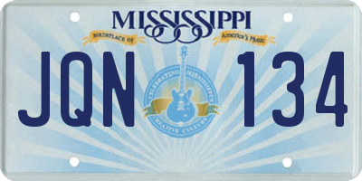 MS license plate JQN134